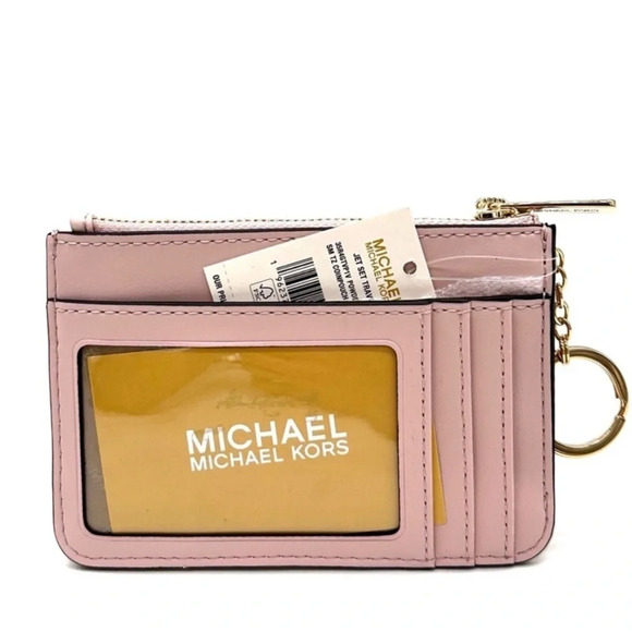 Michael Kors Jet Set Travel Small Top Zip Coin Pouch with ID Holder Powder Blush - Picture 6 of 8